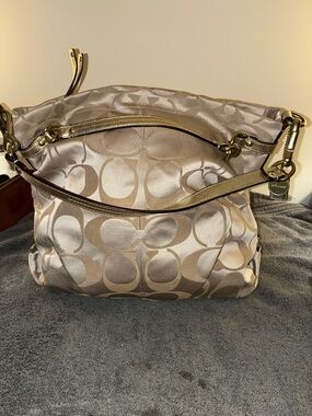 Coach Brooke Signature Khaki Sateen handbag in gold